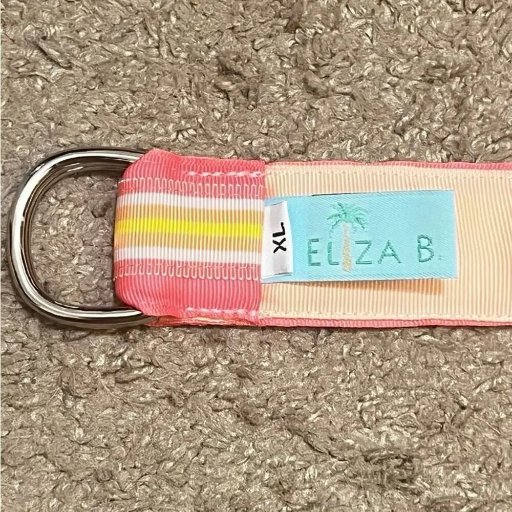 Vintage Y2K Eliza B Pink Stripe D Ring Belt XL Preppy Coastal Adjustable Resort